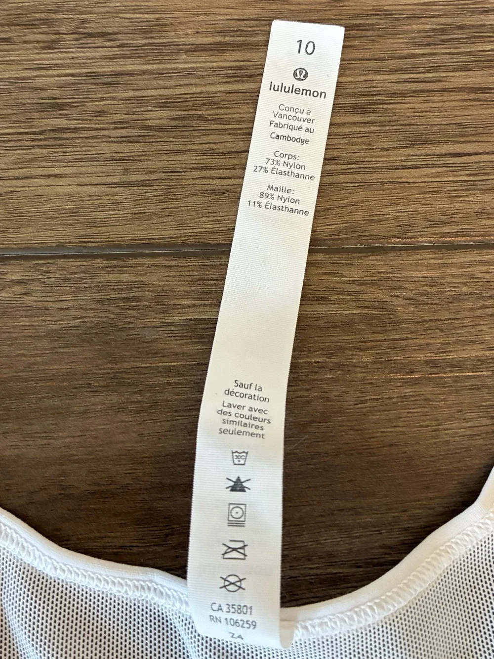 Like New Lululemon White Racerback Workout Tank Top Size 10 - Picture 7 of 10